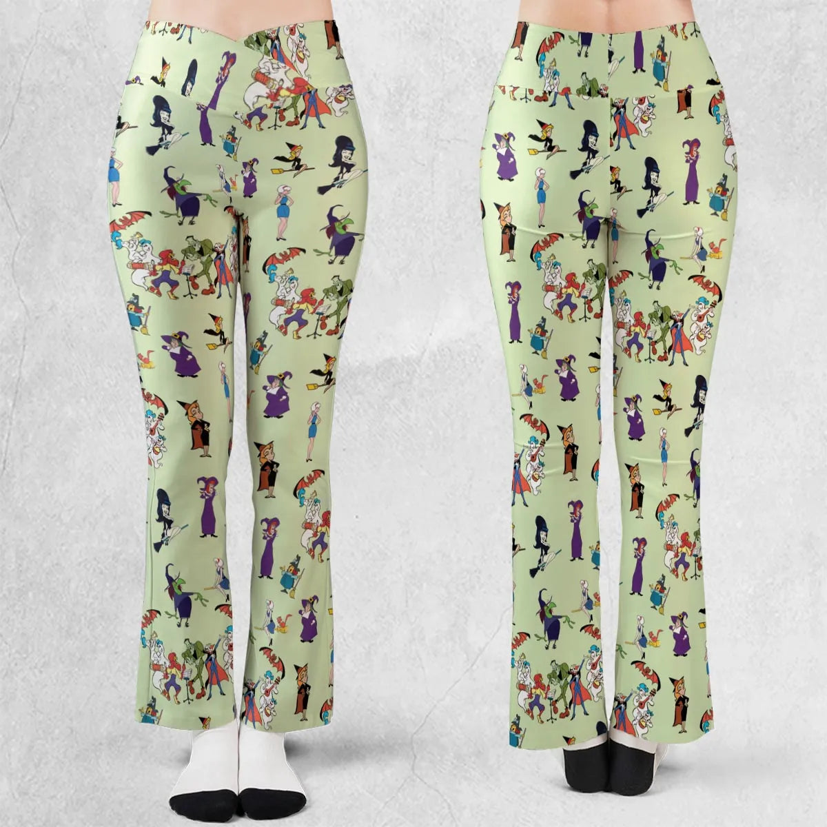 70s Witches Cartoon Characters Flare Leggings
