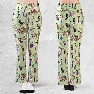 70s Witches Cartoon Characters Flare Leggings