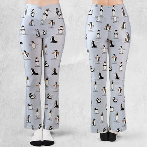 Penguin Yoga Pattern Flare Leggings