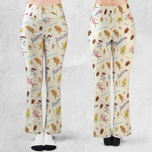 Let's All Go To The Lobby Retro Cartoon Flare Leggings