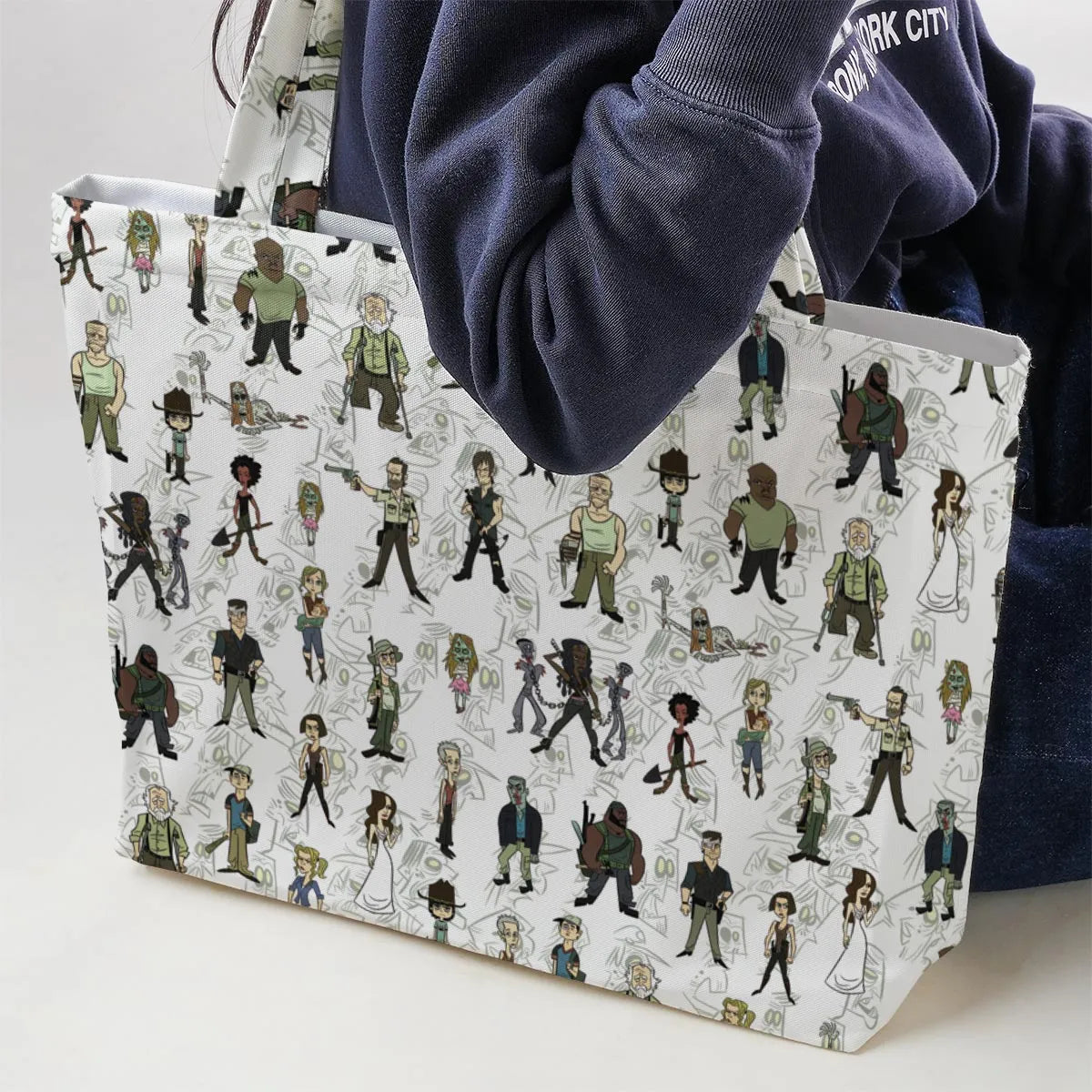 The Walking Dead Characters as Cartoons Large Tote Bag
