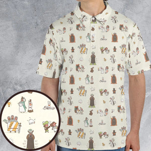 The Holy Grail Pattern Monty Python Button Down AOP Men/Women Polo Shirt