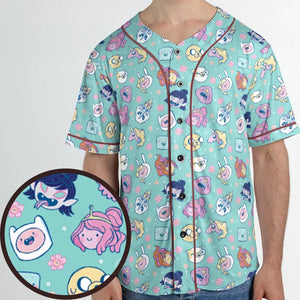 Adventure Time Floral Pattern Unisex Baseball Jersey
