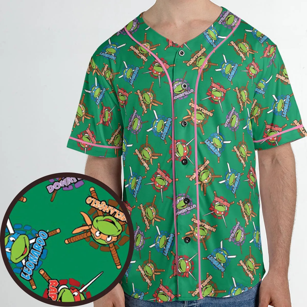 TMNT Characters Pattern Unisex Baseball Jersey