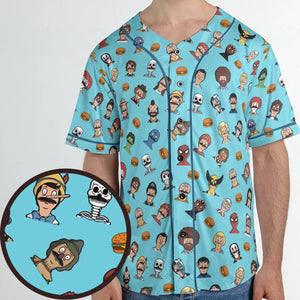 Many Faces of Bob's Burger Unisex Baseball Jersey