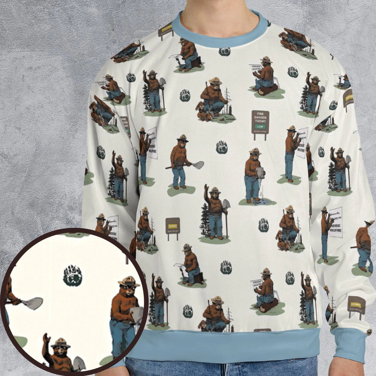 Smokey The Bear All-over Print Sweatshirt