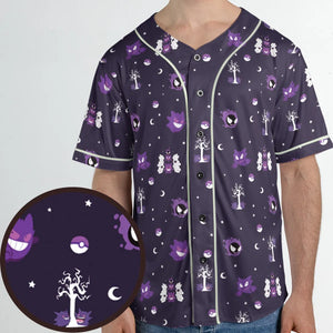 Gengar Pokemon Pattern Unisex Baseball Jersey