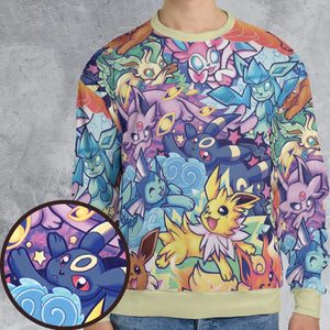 Evolutionary line of Eevee Pokemon All-over Print Sweatshirt