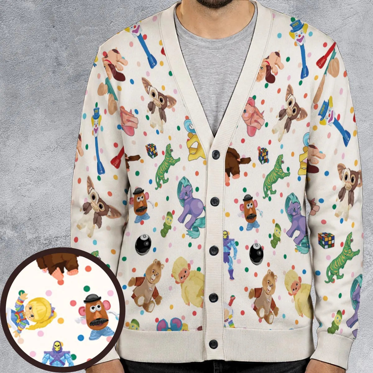80s Toy Collage Cardigan