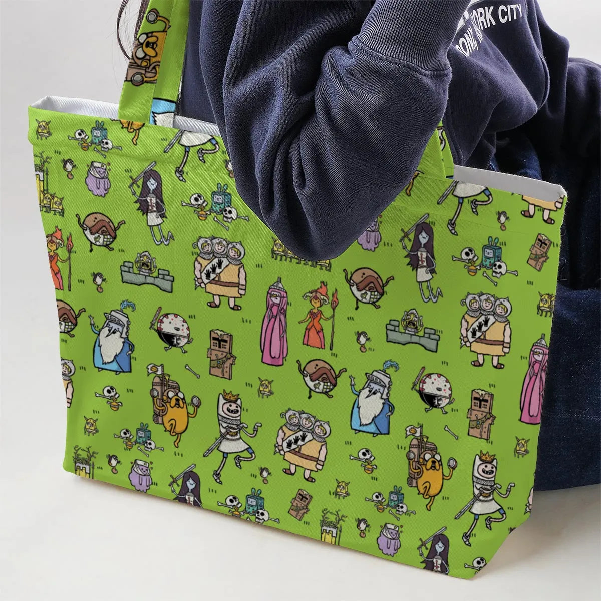 Finn Holy Adventure Adventure Time and Monty Python and the Holy Grail Large Tote Bag