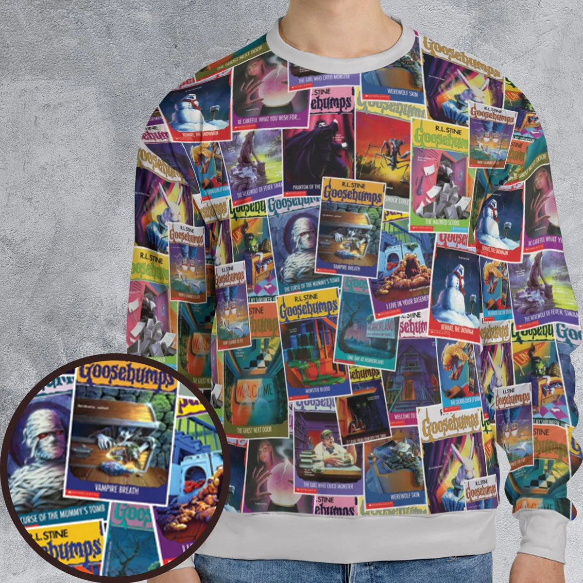 Goosebumps Monster Collage Pattern All-over Print Sweatshirt