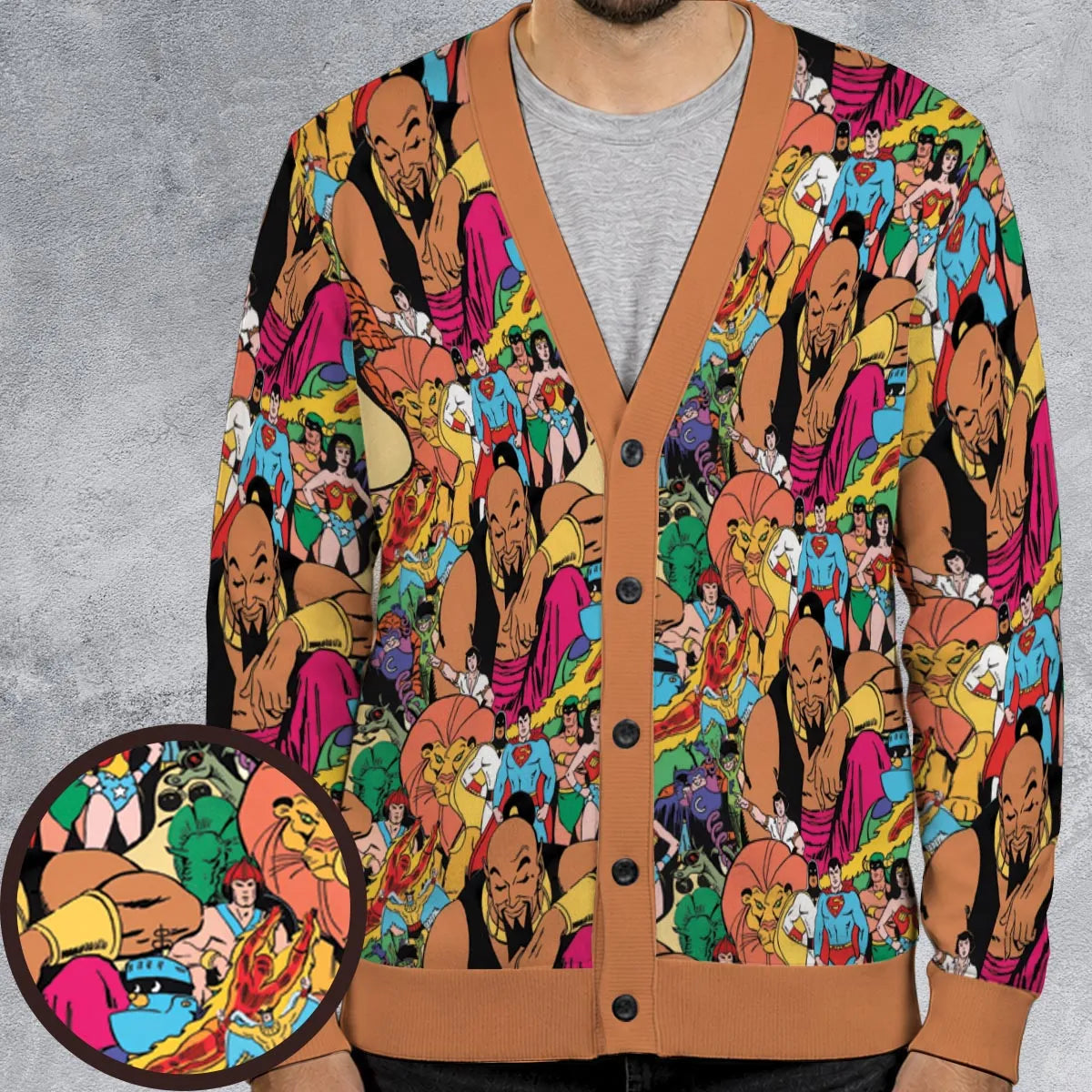 Saturday Morning Cartoons Superheros Cardigan