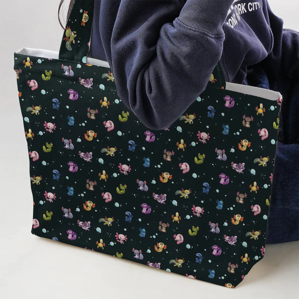 Axolotls Of The World Pattern Large Tote Bag