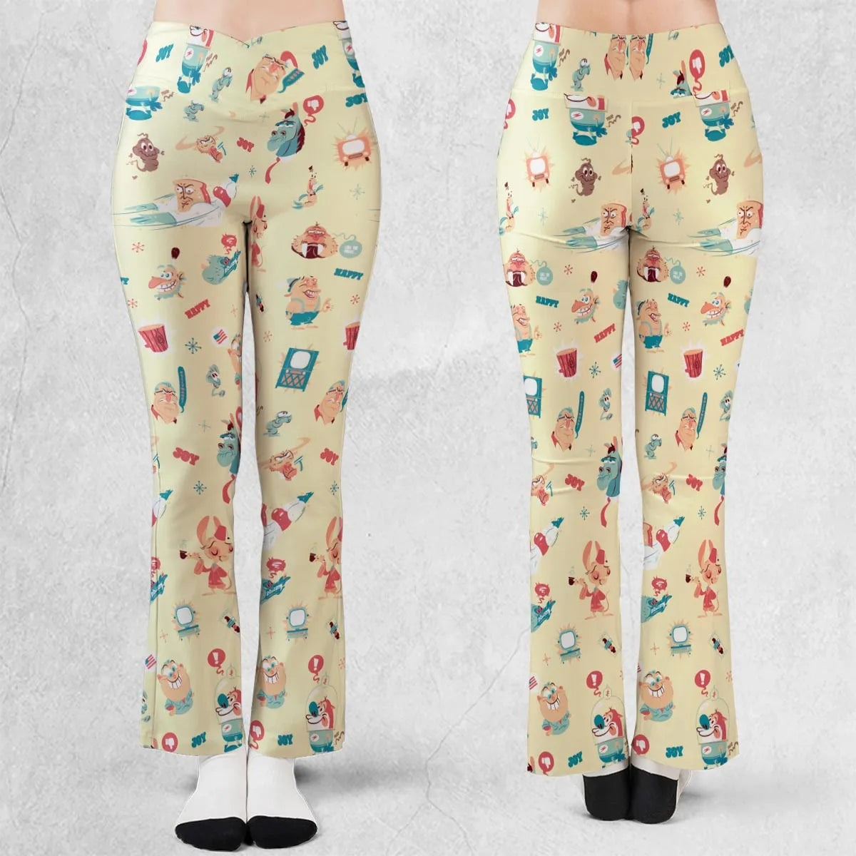 Ren and Stimpy Pattern Flare Leggings