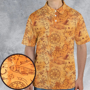 Vintage Adventure Map Indiana Jones AOP Men/Women Polo Shirt