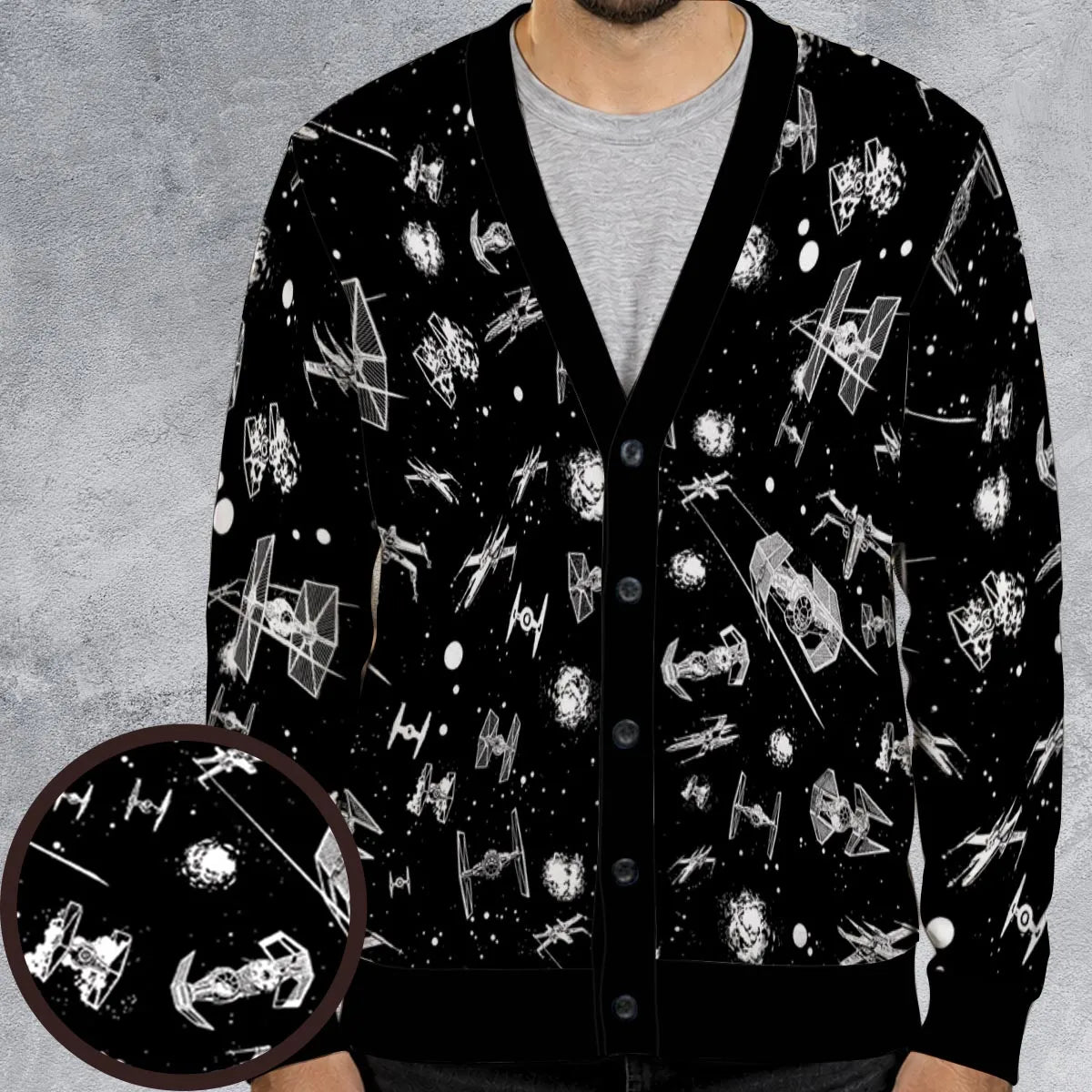 Space Ship Battle Star Wars Cardigan