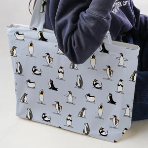 Penguin Yoga Pattern Large Tote Bag