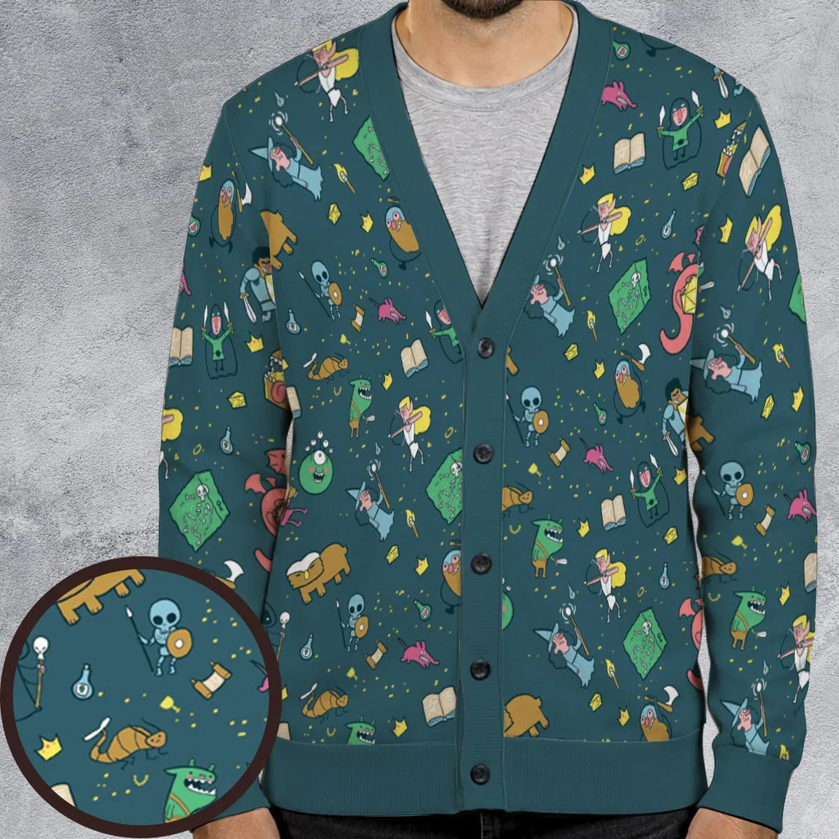 Cute Doodle Dungeons Cardigan