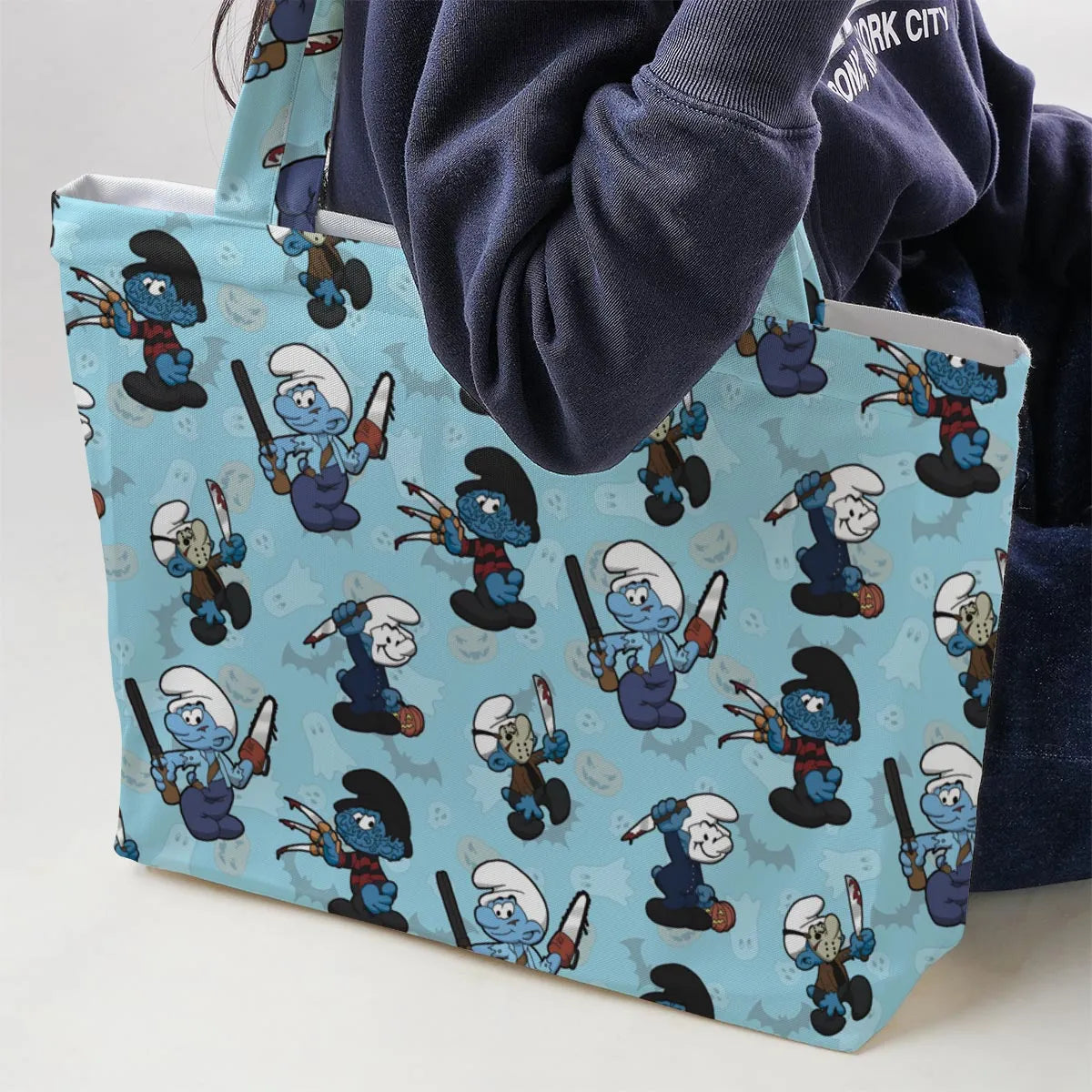 Horror Smurfs Large Tote Bag