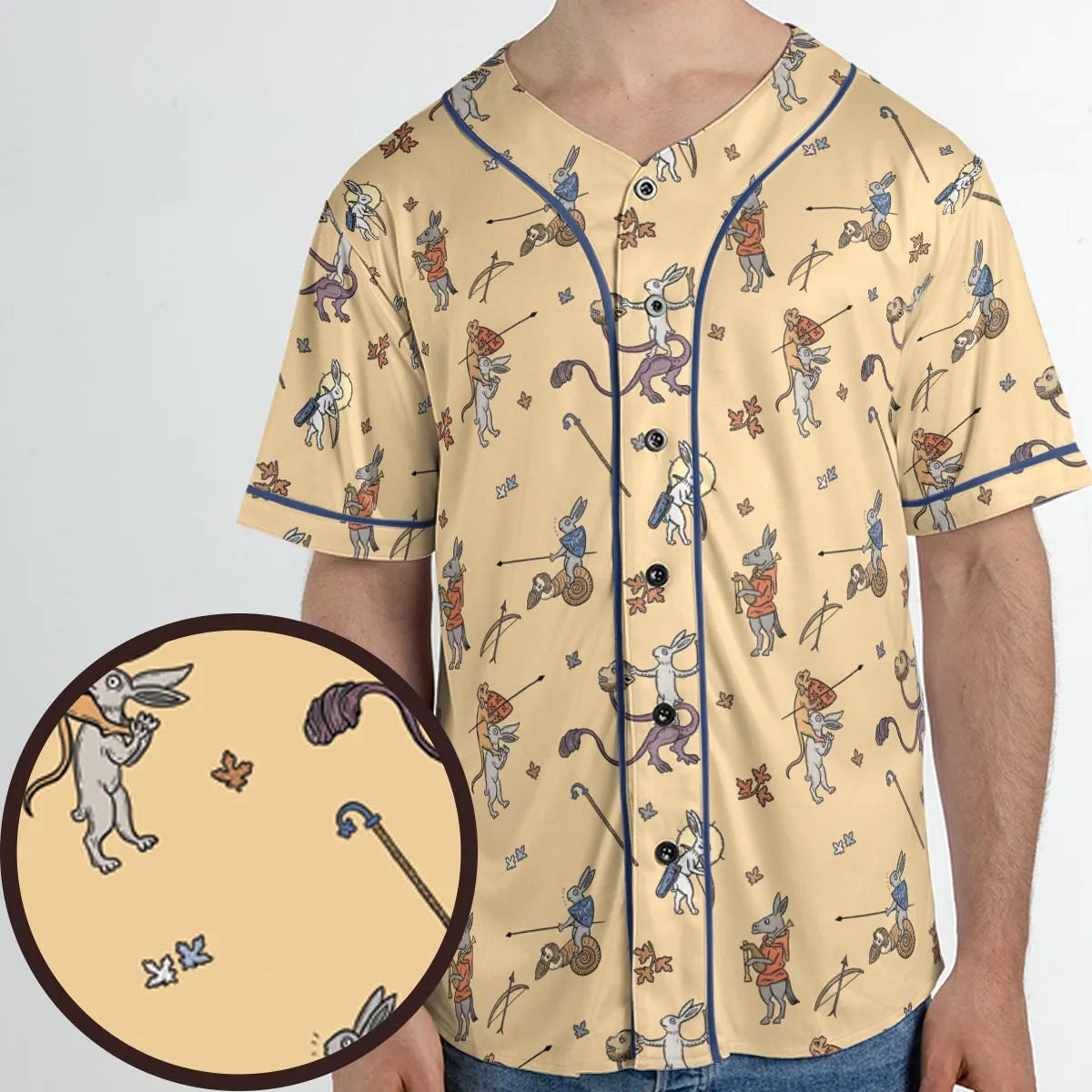 The Medieval Marginalia Killer Rabbit Monty Python Unisex Baseball Jersey