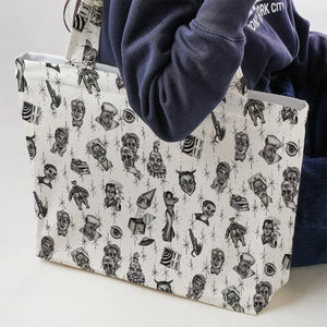 The Twilight Zone Characters Pattern Large Tote Bag