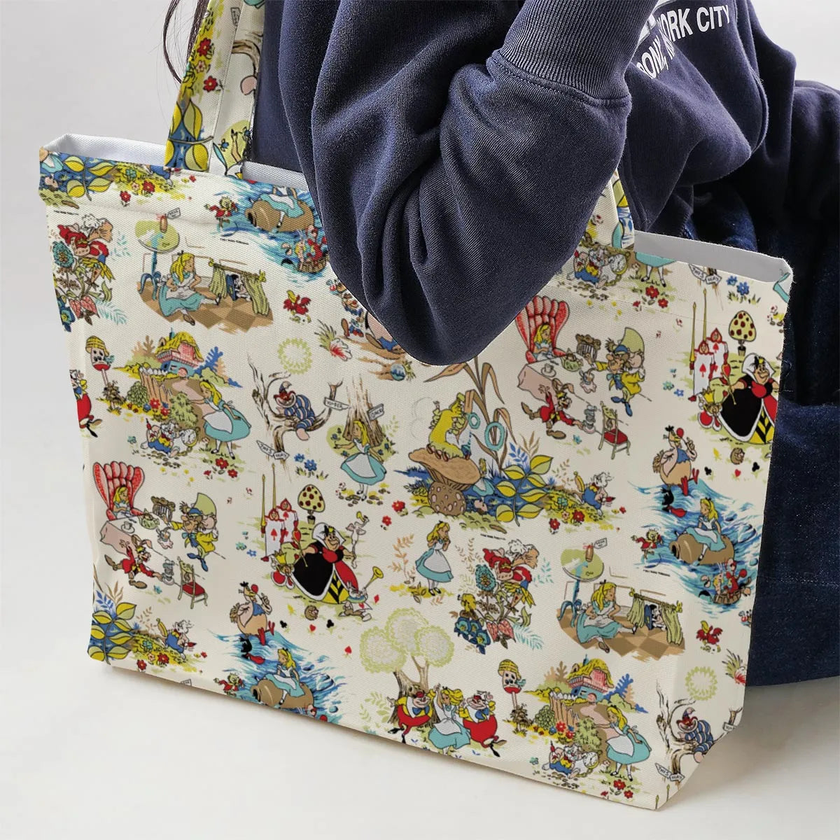 Alice In Wonderland Pattern Large Tote Bag