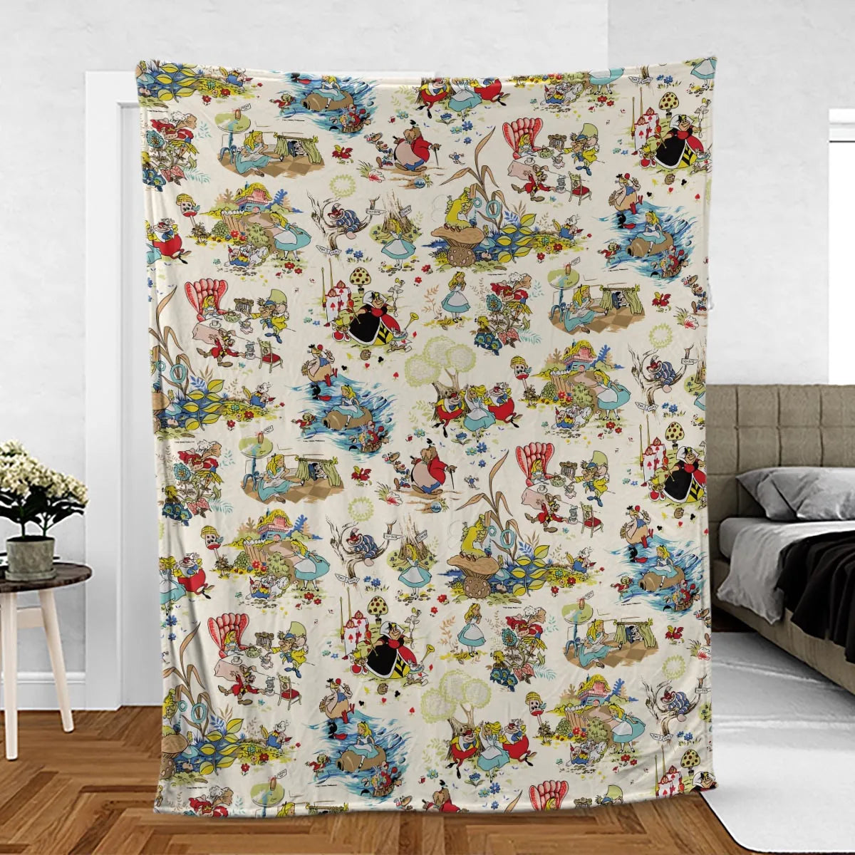 Alice In Wonderland Pattern Fleece Blanket