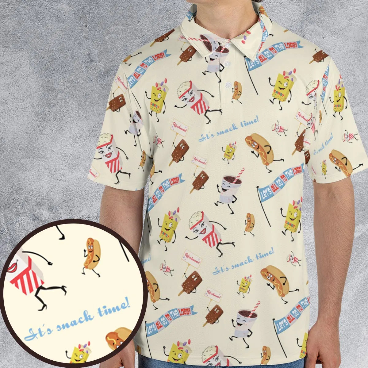 Let's All Go To The Lobby Retro Cartoon AOP Men/Women Polo Shirt