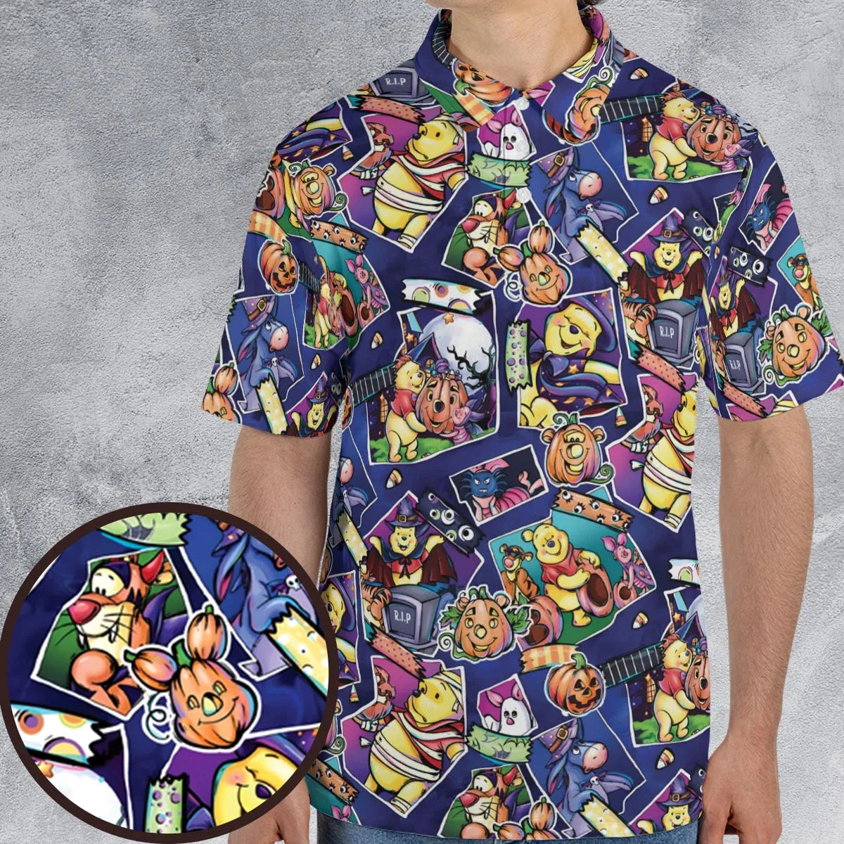 Pooh Bear Halloween AOP Men/Women Polo Shirt