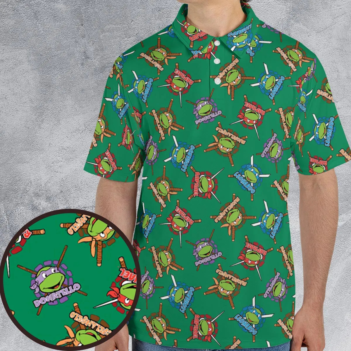 TMNT Characters Pattern AOP Men/Women Polo Shirt