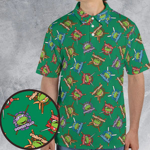 TMNT Characters Pattern AOP Men/Women Polo Shirt