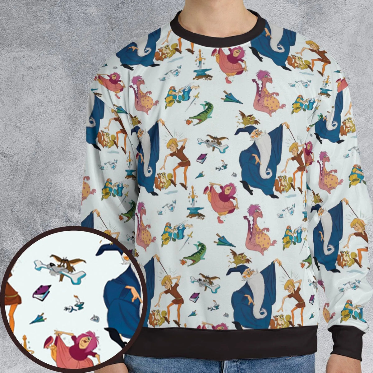 Sword in the Stone Pattern All-over Print Sweatshirt