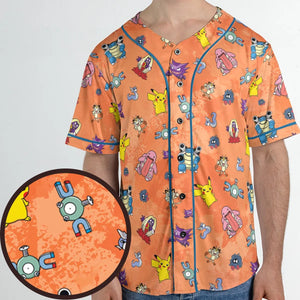 Pokemon Character Scatter Unisex Baseball Jersey