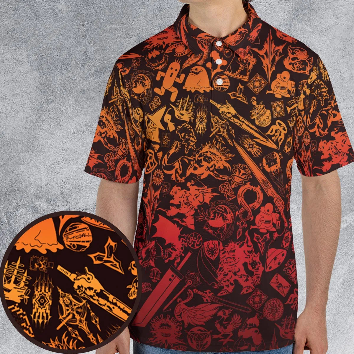 Red Moggle Final Fantasy AOP Men/Women Polo Shirt