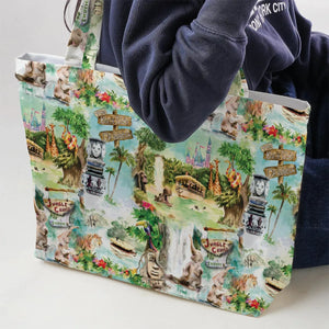 Water Color Jungle Cruise Map Large Tote Bag