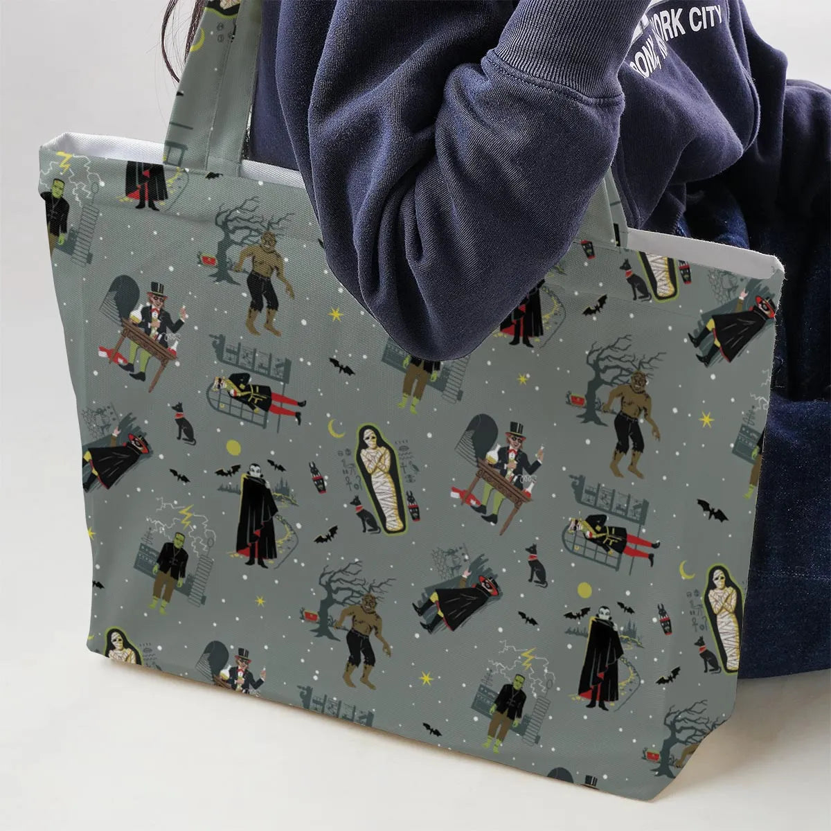 Classic Monsters Halloween Large Tote Bag