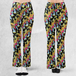 Retro Superwomen Belted Buckled and Booted Flare Leggings