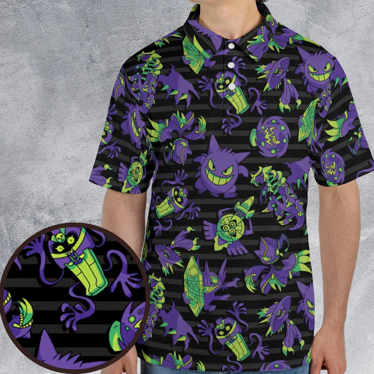 Ghost Type Pokemon Pattern AOP Men/Women Polo Shirt