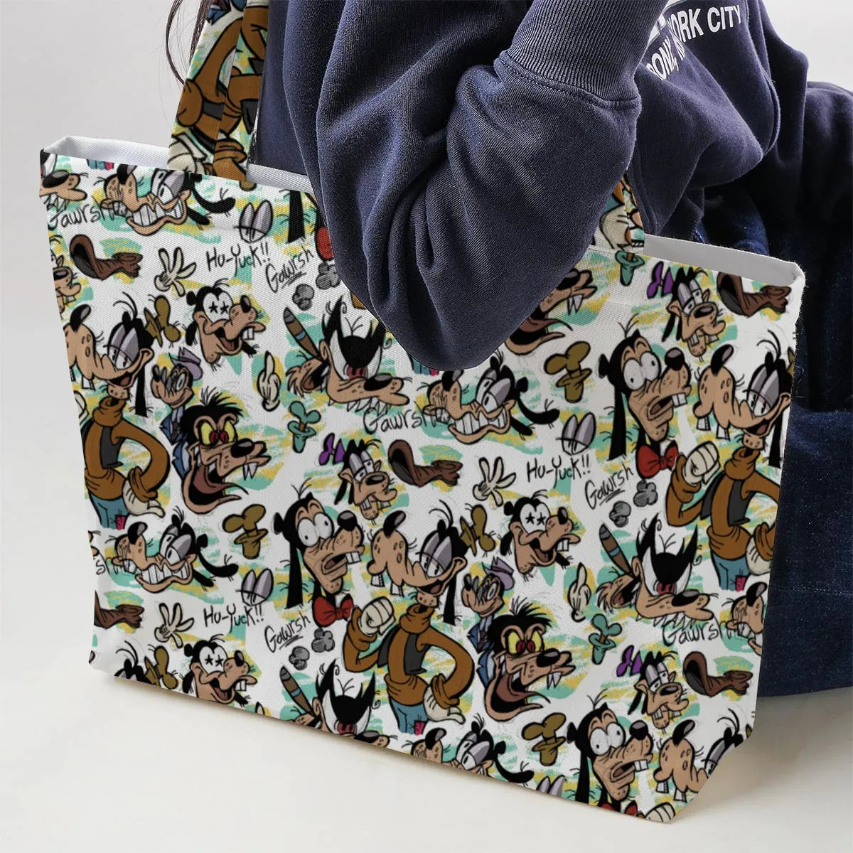 Many Faces Of Goofy Large Tote Bag
