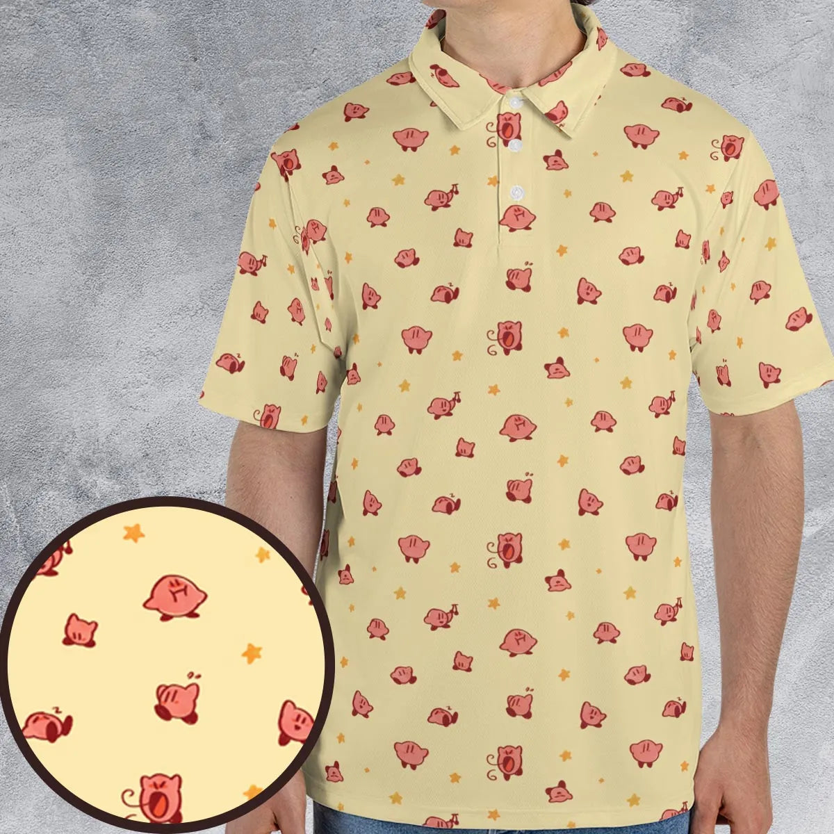 Nintendo Kirby Pattern AOP Men/Women Polo Shirt