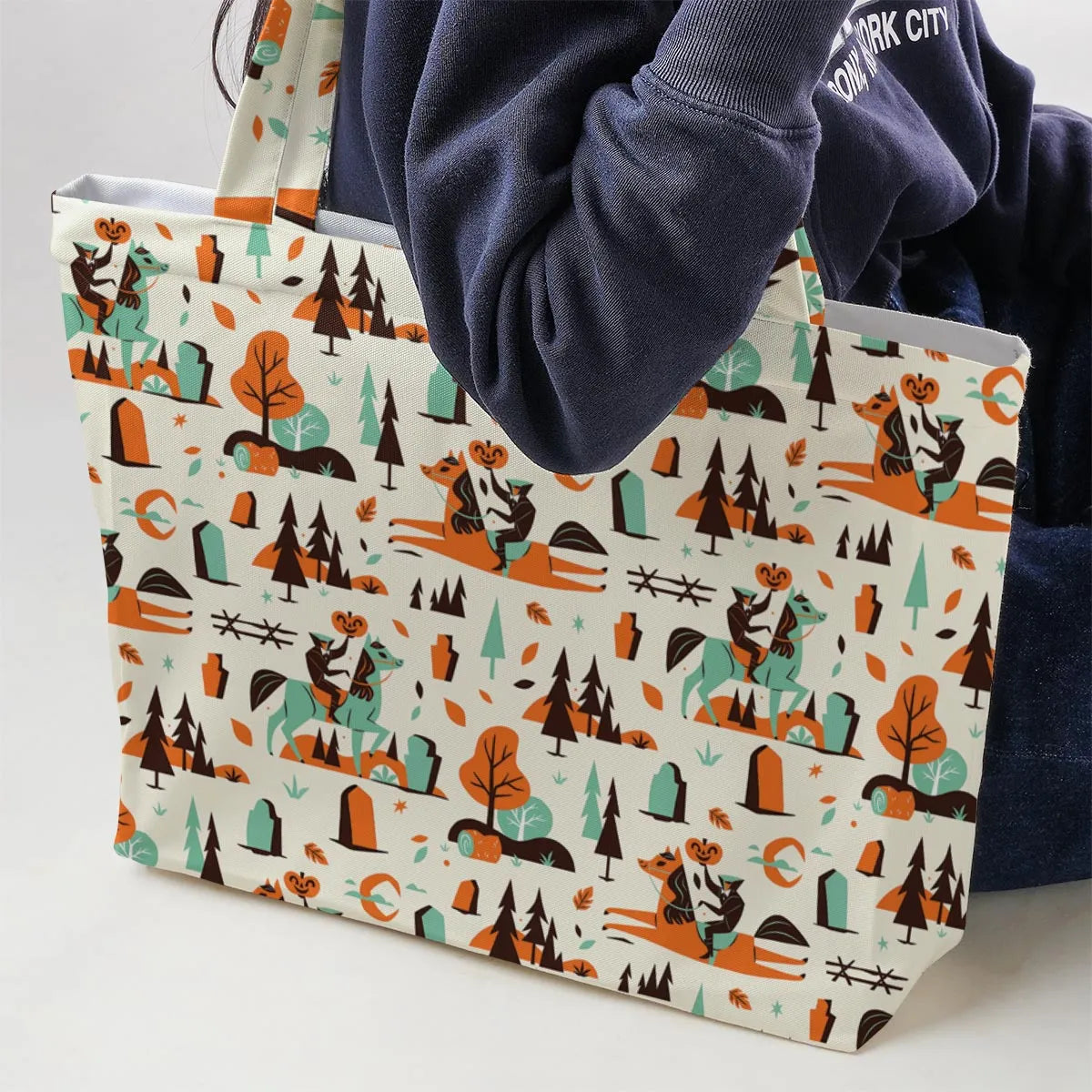 Halloween folklore The Headless Horseman Large Tote Bag