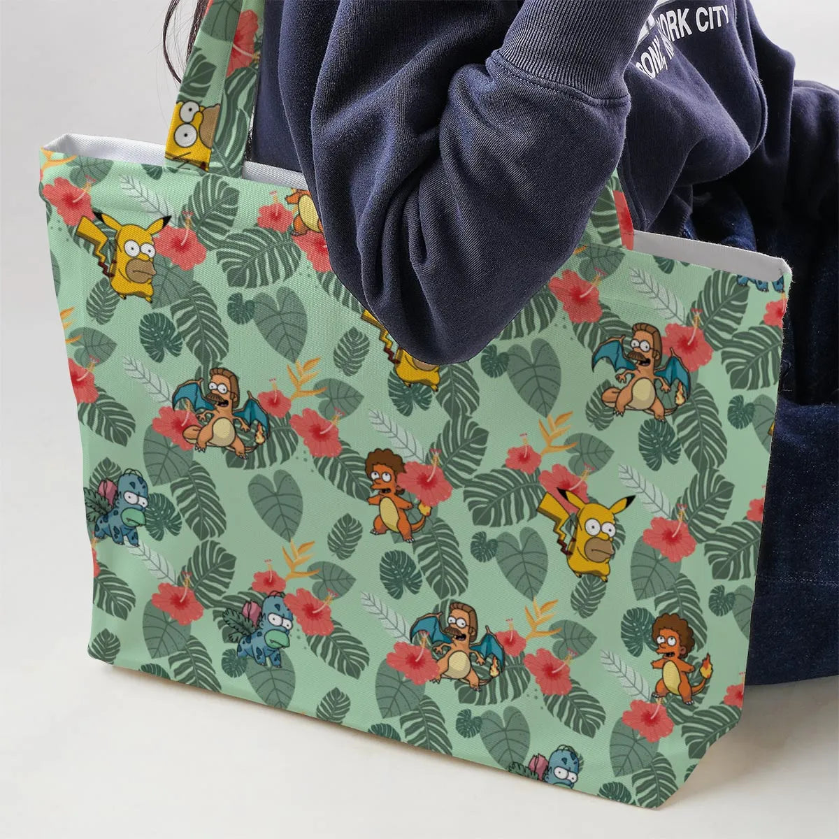 Simpsonmon The Simpsons Pokemon Mashup Large Tote Bag