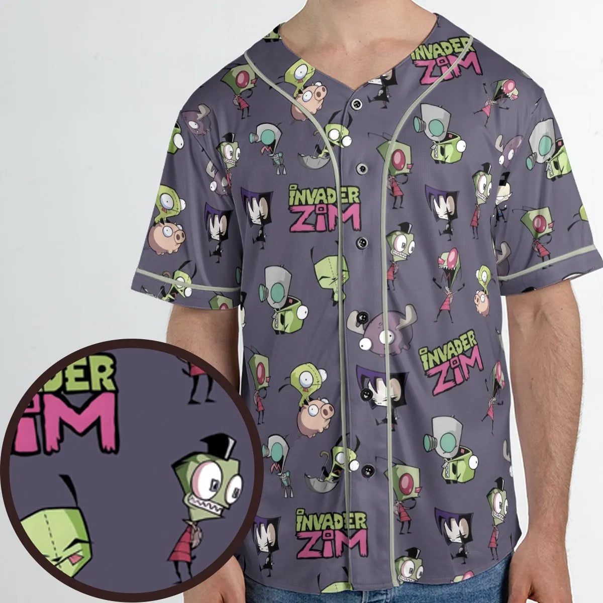 Invader Zim Pattern Unisex Baseball Jersey