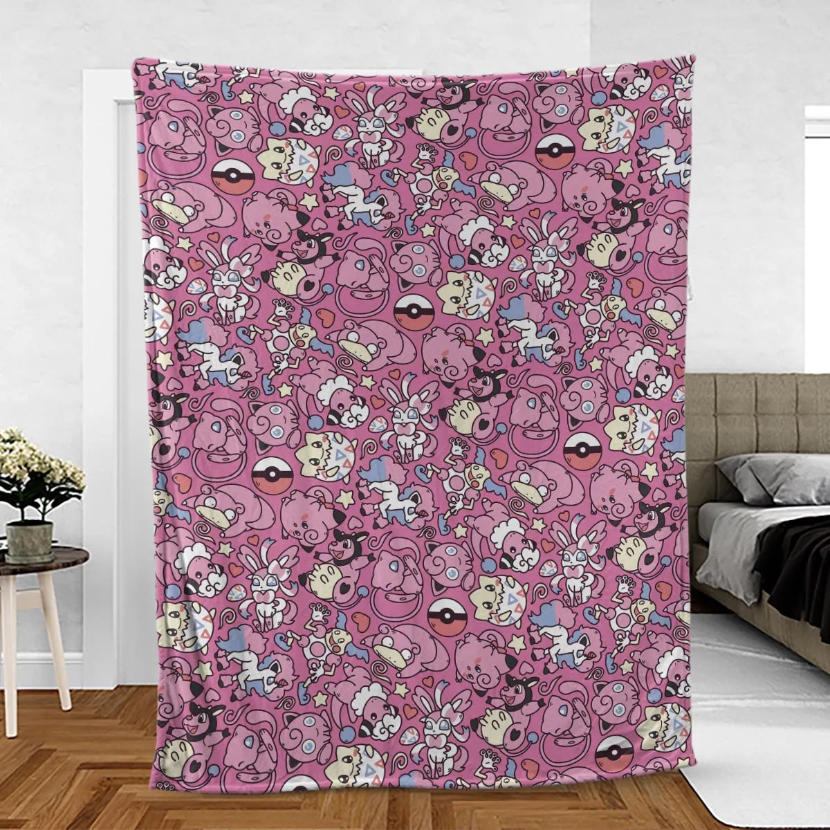 Fairy Pokemon Pattern Fleece Blanket