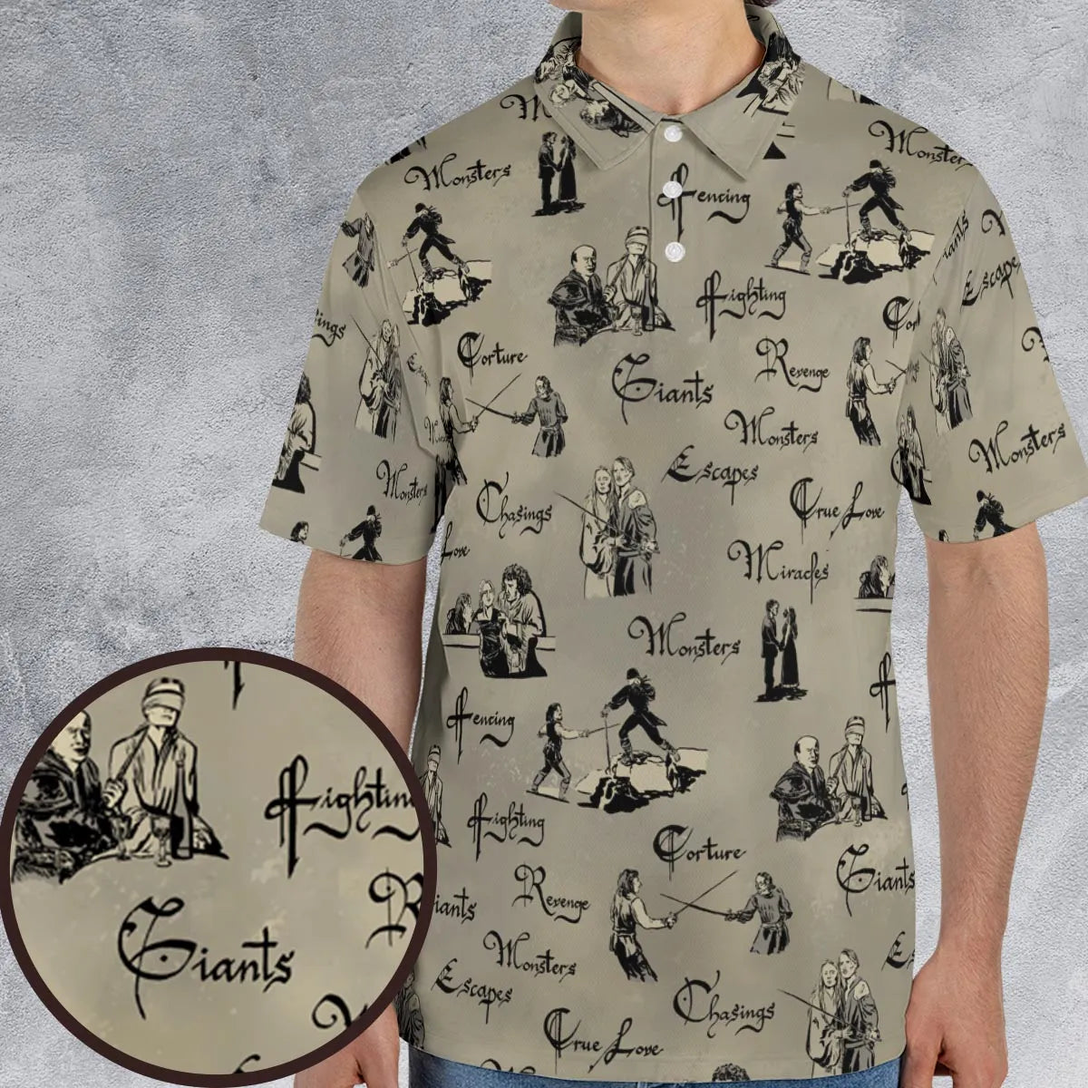 Hencing Fighting The Princess Bride AOP Men/Women Polo Shirt