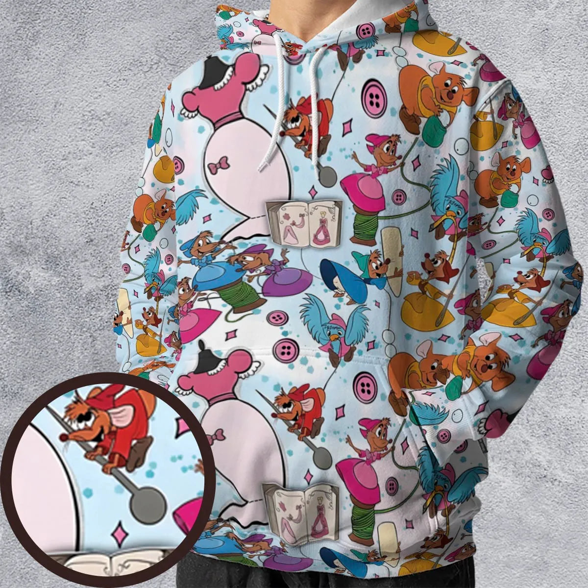 Jaq, Gus, & Sewing Friends All-over Print Hoodie