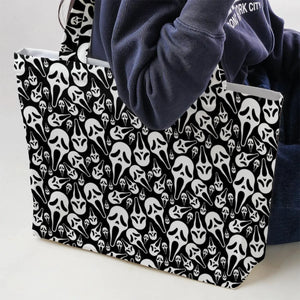 Ghostface Horror Movie Pattern Halloween Large Tote Bag