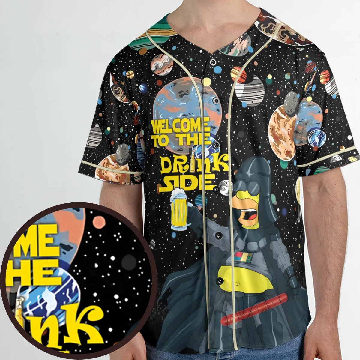 Simpson Darth Vader Welcome To The Drink Side Unisex Baseball Jersey
