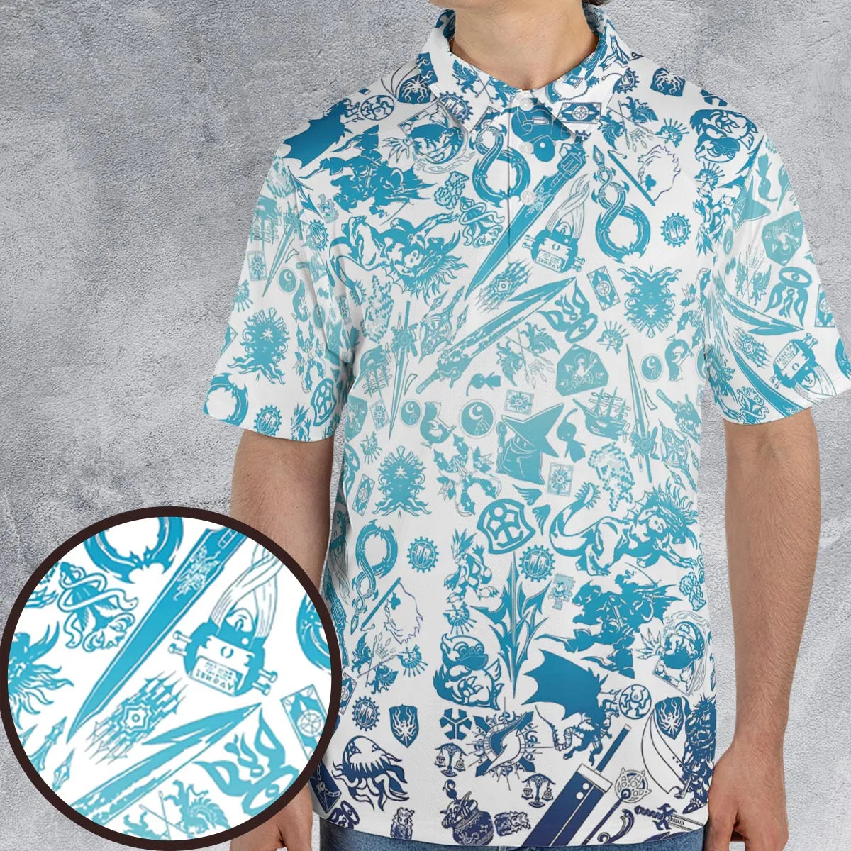 Blue Moggle Final Fantasy AOP Men/Women Polo Shirt