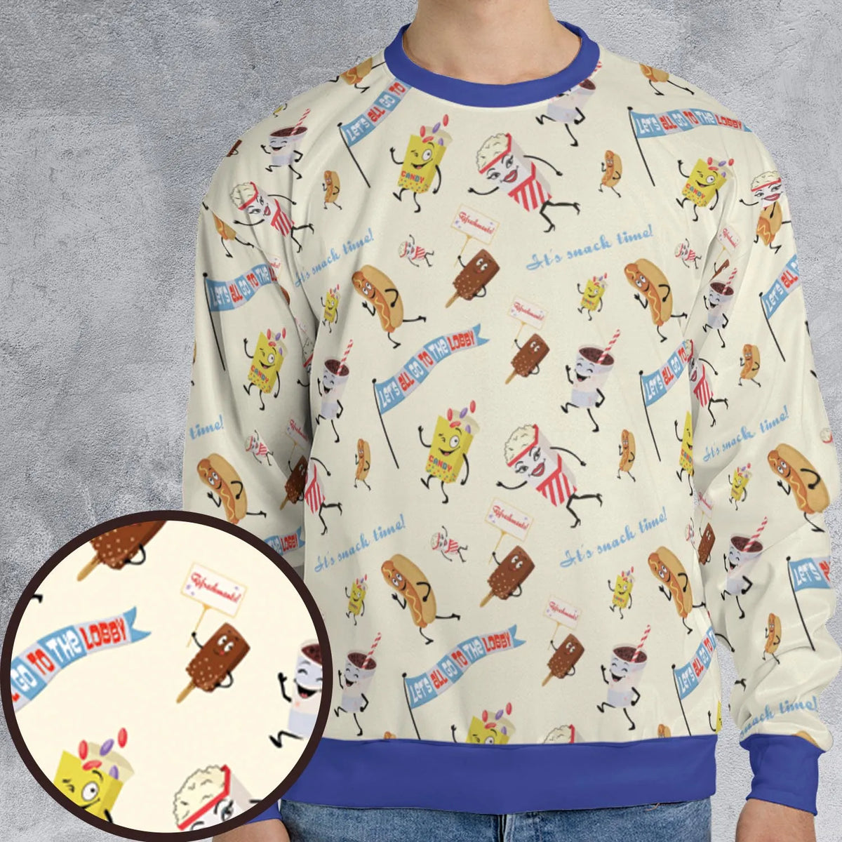 Let's All Go To The Lobby Retro Cartoon All-over Print Sweatshirt